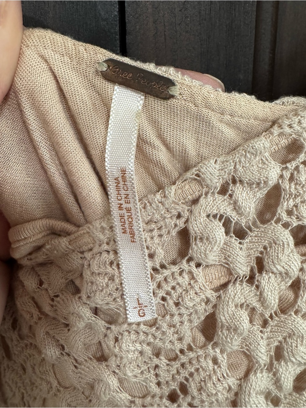 Free People Cream Crochet Bell-Sleeve Top Size Large - Picture 7 of 10